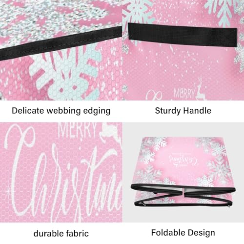 Pink Christmas Ornament Storage Box 64-Compartment 13x13x13 in with Dividers