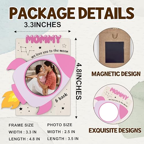 Mommy Wooden Fridge Photo Frame Magnet - Love You To The Moon & Back Gift