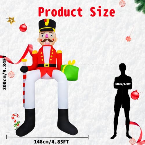 10 FT Outdoor Christmas Inflatable Nutcracker Decoration with LED Lights
