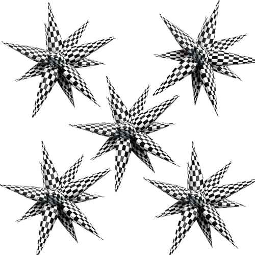 ZAKVOOR 60 Pcs Star Balloons 12 Spike Foil Explosion Party Decoration Balloons for Wedding Birthday Anniversary Backdrop (Plaid)