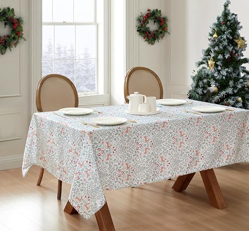 Laura Ashley Easy Care Polyester Tablecloth 60" x 84" Reindeer Prance