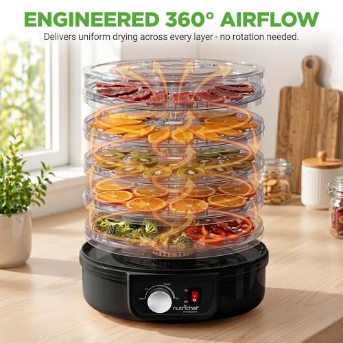 NutriChef Black Electric Food Dehydrator - Multi-Tier Food Preserver & Snack Maker