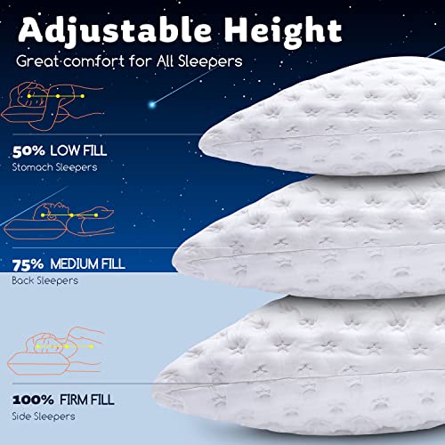 KUCEY Queen Size Crescent Cooling Side Sleeper Pillow for Neck & Shoulder Pain - Washable Cover, Adjustable Memory Foam, Luxury Support, White