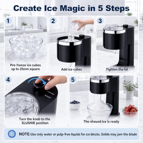 Coolcook 2-in-1 Ice Cream & Shaved Ice Machine, 2 Quart Capacity, Fast Frozen Desserts