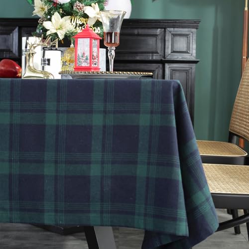 ZIQINPSQ British Style Plaid Fabric Tablecloth - Blue & Green, 55"x120"