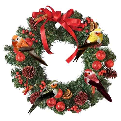 4pcs Artificial Birds Clip on Bird Ornaments with Feathers for Spring Christmas Tree Decoration, Arts & Crafts and Floral Arrangements (Model-4S05)