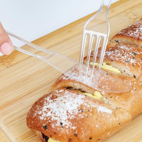 SACATR 1000 Count Heavy Duty Clear Plastic Forks Bulk Disposable Silverware