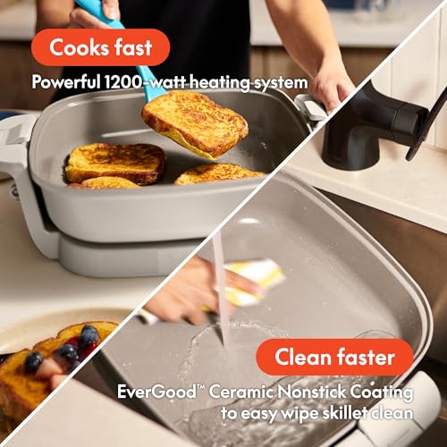 12x12 Inch Ceramic Non-Toxic Electric Skillet - Fits-Anywhere Make & Take Oatmilk