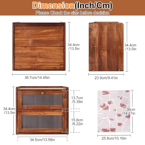Retro Brown Large Double Layer Bread Box for Kitchen Countertop - Alpeir