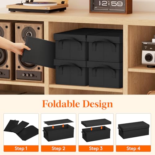 Lifewit 4 Pack DVD Storage Box Set with Lid - Stackable, Holds 100 DVDs, 15.7 x 7.9 x 6.3 Inches