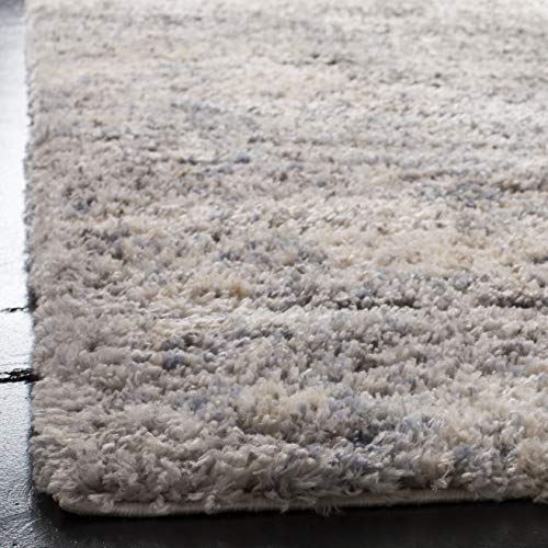 Berber Shag Rug 5x7 Feet - Grey Blue & Cream Plush Modern Area Rug - Rectangular