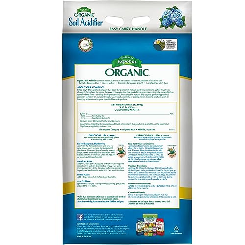 Espoma Organic Soil Acidifier Pack of 1 30 lb. - Lowers pH & Turns Hydrangeas Blue