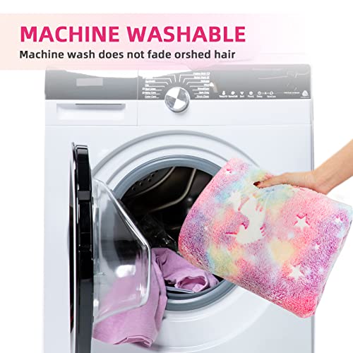 GOSALISU Glow in The Dark Blanket Unicorns, 50 x60 inch Luminous Blanket for 3 4 5 6 7 8 9 10 Year Old Girl Boy Gifts, Flannel Kids Throw Blankets for Christmas Birthday