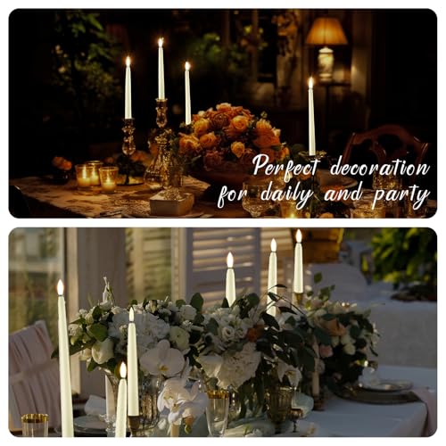 40 Pcs Ivory Flameless Taper Candles LED Flickering Candlesticks for Weddings & Decor