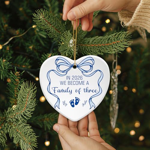Family of Three Christmas Ornament - Baby Announcement Gift for New Parents 2026