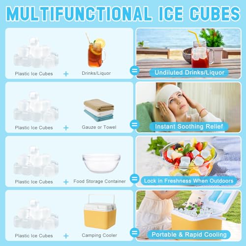 White Reusable Ice Cubes - 300 Pack, BPA-Free, Slow-Melting, for Drinks & Cold Therapy