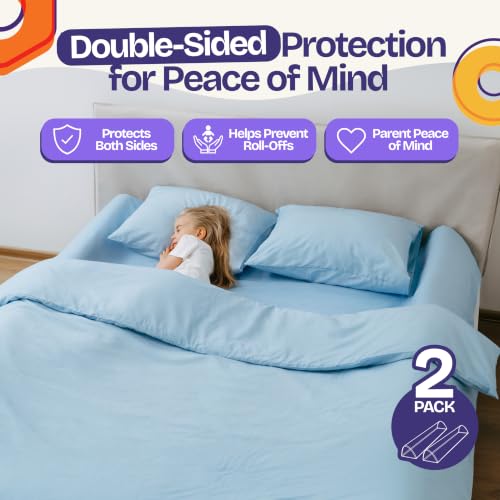 2 Pack Toddler Bed Bumpers with Non-Slip Convex Foam Guard for Twin, Queen & King Beds