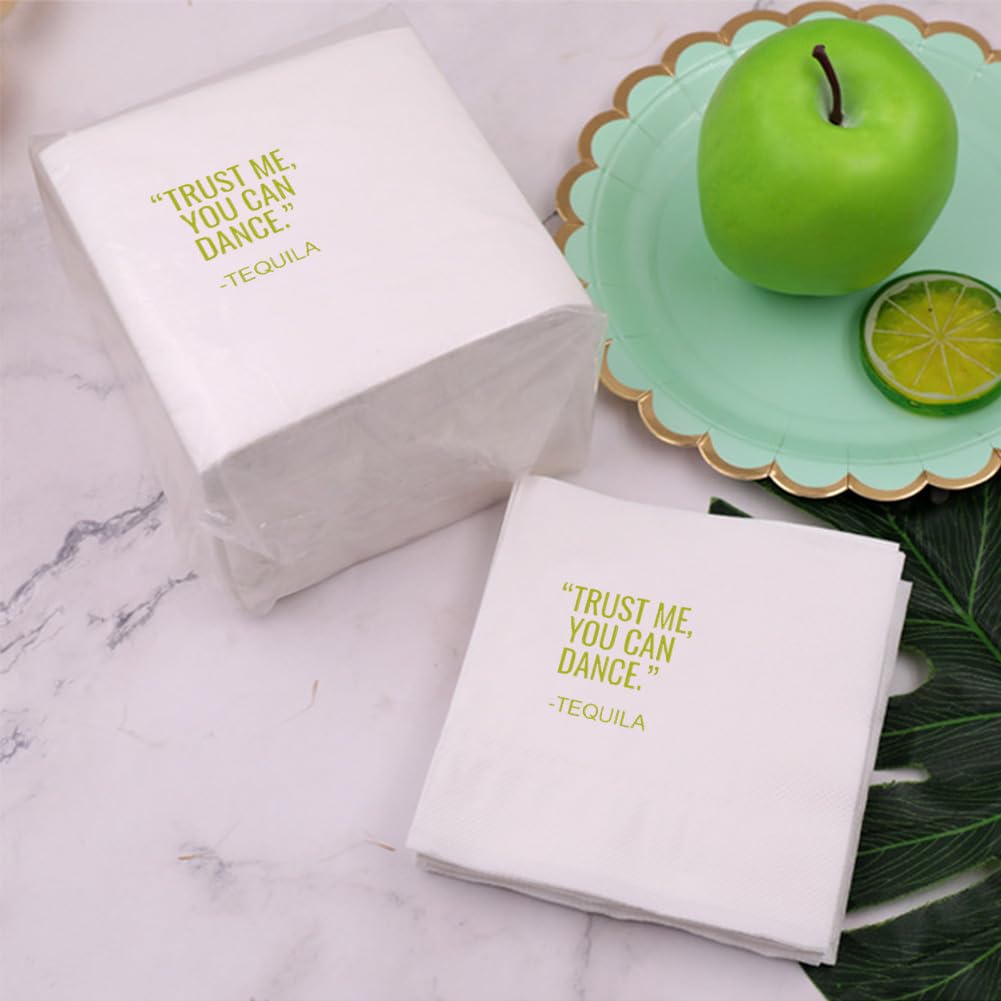 VOWFOO Funny Cocktail Napkins 100Pcs Trust Me You Can Dance Tequila Paper Disposable Party Napkins For Bachelorette Bridal Shower Birthday New Year's Eve Girls' Night Party 5 x 5 2-ply (Tequila)