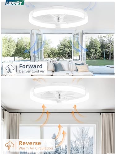 20-Inch Ceiling Fan with Lights - Low Profile Fandelier for Bedroom - White - Variation 1