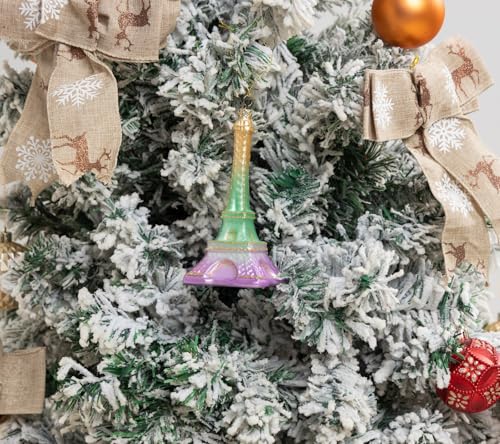 2pcs Glass Eiffel Tower Christmas Ornaments for Holiday Tree Decor
