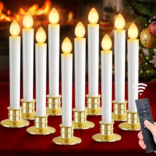 OCATO White Christmas Window Candles Lights Battery Operated 10 Pack with Remote & Timer