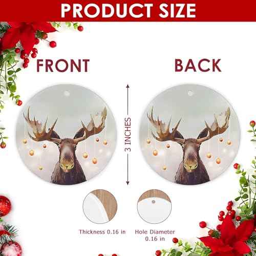 Rustic Moose Christmas Ceramic Ornament - Perfect Holiday Keepsake for Tree Decoration Unique for Grandparents, Parents & Friends