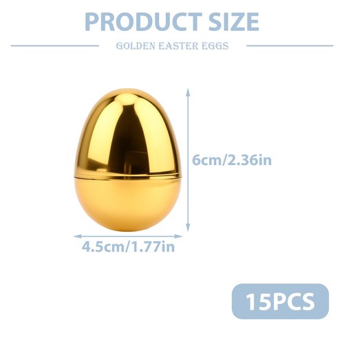 15 Pcs Fillable Golden Eggs Easter Plastic Empty Large DIY Crafts Hunt Games Party Favor Stuff