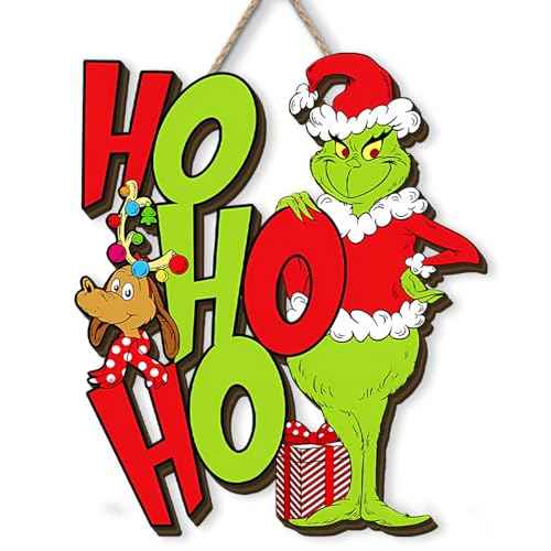 Christmas Wooden Wreaths for Front Door HoHoHo Navidad Winter Xmas Welcome Sign Decor Christmas Decorations for Home