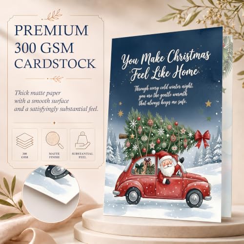 AIROW Christmas Card Gift for Husband - Santa's Red Car (Orange)