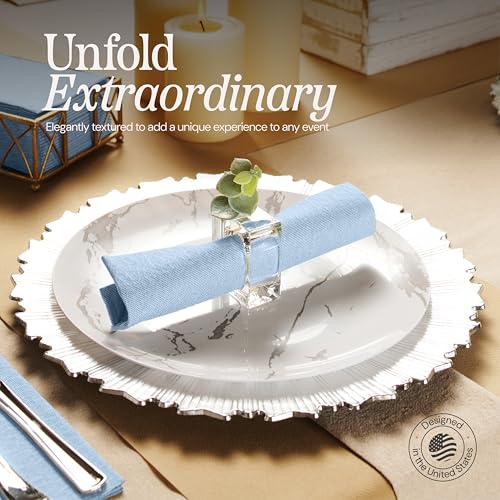 NAPEREE Disposable Cloth-Like Paper Napkins 200 Pack 12x17 Blue Denim - Elegant Dinner & Party Tableware