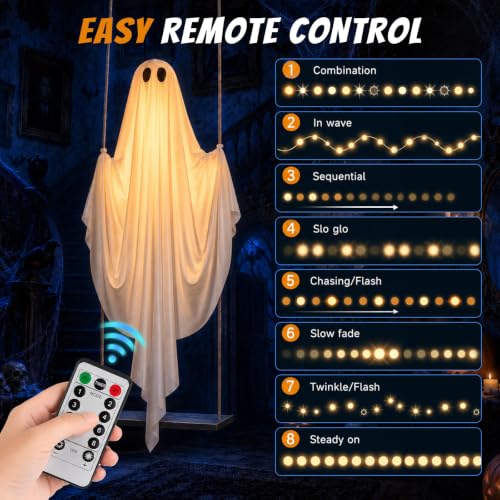 5 FT Lighted Halloween Ghost Swing Decoration with Remote & Timer