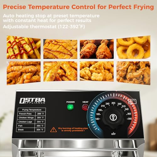OSTBA 10.36QT Electric Countertop Deep Fryer with Basket, Stainless Steel Kitchen Appliance