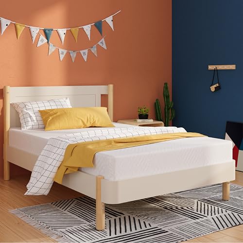 MLILY EGOHOME Twin Mattress 6 Inch Green Tea Gel Cooling Memory Foam Bunk Bed, White, Medium Firm, Made in USA