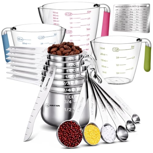 18 Pcs Stainless Steel Measuring Cups & Spoons Set - Precision Kitchen Tools