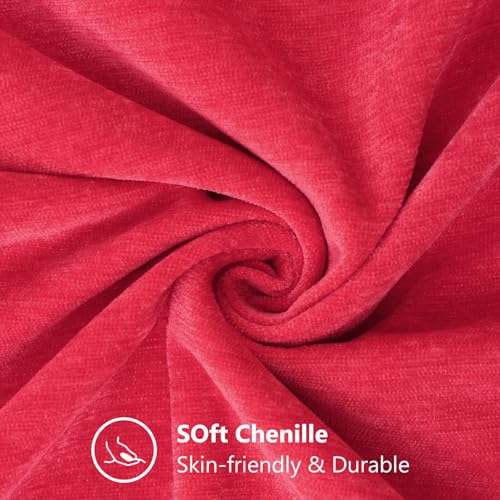 DecorUhome Christmas Red Throw Pillow Covers 16x16 Inches Set of 2 - Soft Chenille Home Decor