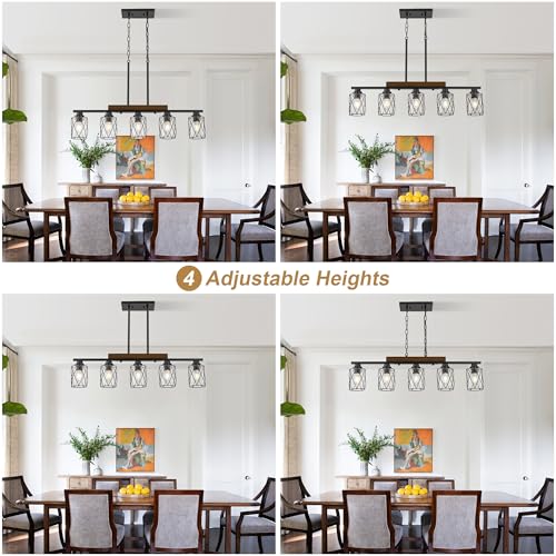 5-Light Farmhouse Chandelier for Dining Room - Industrial Pendant Light Fixture