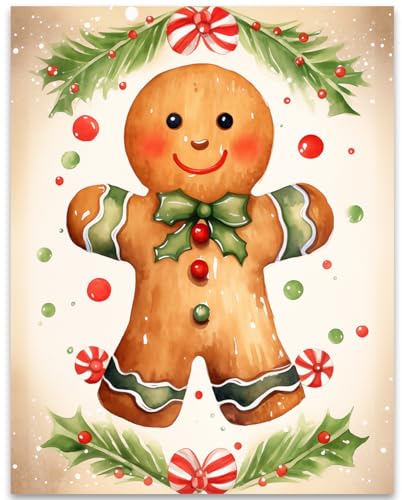 Lone Star Art Christmas Gingerbread Man Wall Art Print 14x11 Unframed Holiday Decor