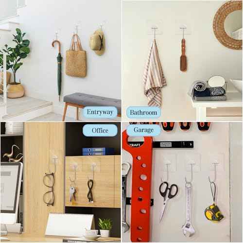 20 Pack Large Adhesive Hooks for Hanging Heavy Duty 44 lb(MAX) Christmas Fall Halloween Wreath Hangers Ornament Hooks Sticky for Wall No Damage Towel Picture Key Shower Siding Stocking Garland Strips