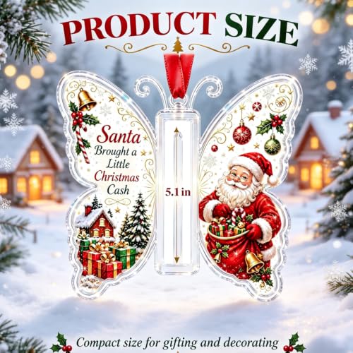 PHONORY Green Christmas Cash Gift Butterfly Ornament - Holiday Money Holder