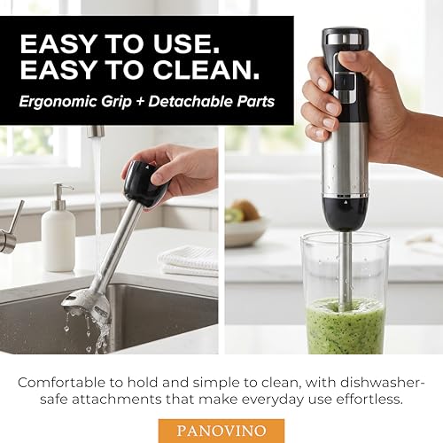 Black Handheld Immersion Blender with 7-Speed Control - PANOVINO