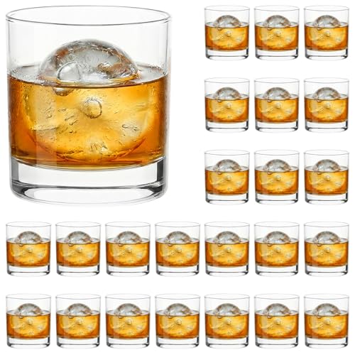 24PCS Clear Whiskey Old Fashioned Glass Set 10oz Heavy Base Rocks Barware