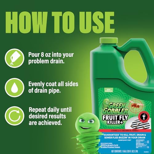 Green Gobbler Fruit Fly Killer Gel - 1 Gallon Pest Control for Drain & Sewer Flies