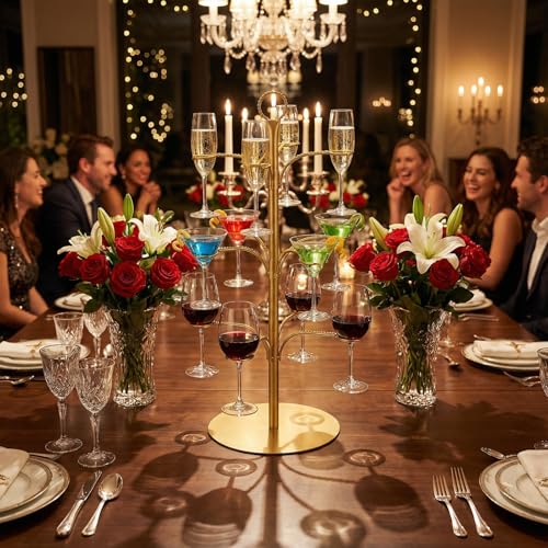 Gold Cocktail Tree Stand for Drinks 3-Tier Champagne Tower Party Decor