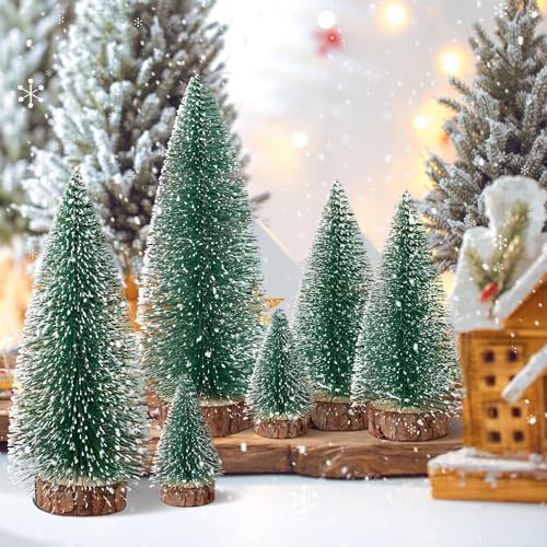 Mini Wooden Christmas Trees Set - Snow-Tipped Holiday Decor for Tabletop & Centerpieces