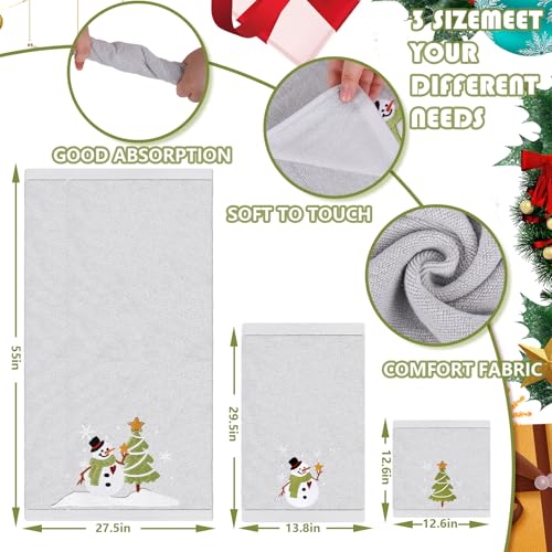Embroidered Christmas Towels Set of 3 - Cotton Hand, Bath & Wash Cloths