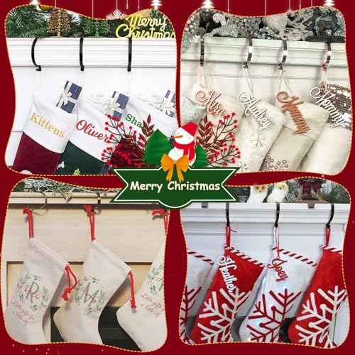 Edoneery Christmas Stocking Holders for Fireplace Mantle with Separate Double-Sided Tapes, 6 Pack Adjustable Non-Slip Metal Stocking Hangers for Mantel Xmas Party Decorations,Bronze