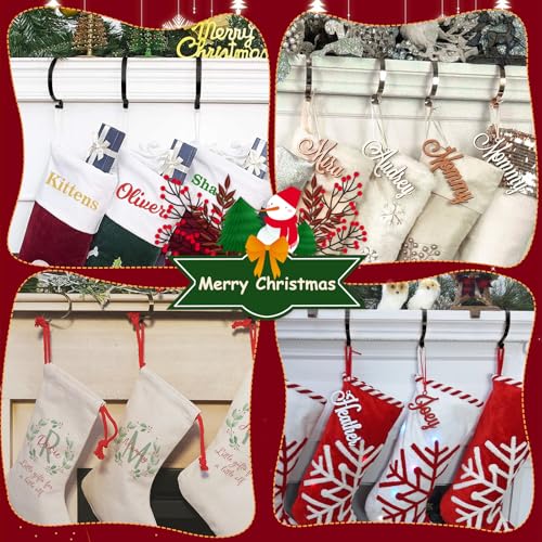 Edoneery 6-Pack Bronze Christmas Stocking Holders for Mantel with Non-Slip Double-Sided Adhesive Strips, Adjustable 0.5–3 in