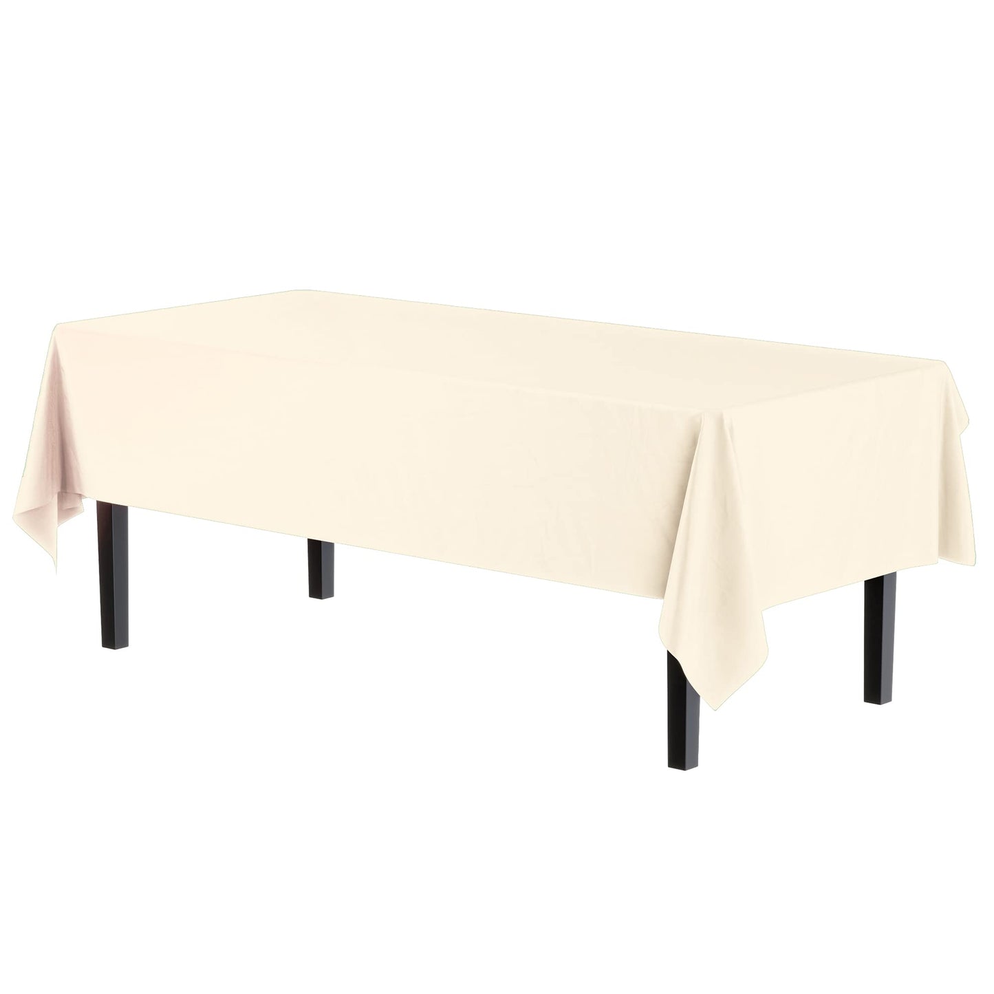 Exquisite Party Solids 6-Pack Premium Plastic Tablecloth 54in. x 108in. Rectangle Plastic Table Cover - Ivory