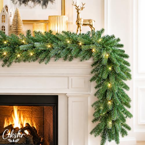 9FT Prelit Christmas Garland with 50 LED Lights – Battery Operated