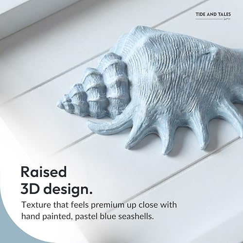 Tide and Tales 3D Coastal Wall Art, Beach Decor, Framed Set of 4, Blue